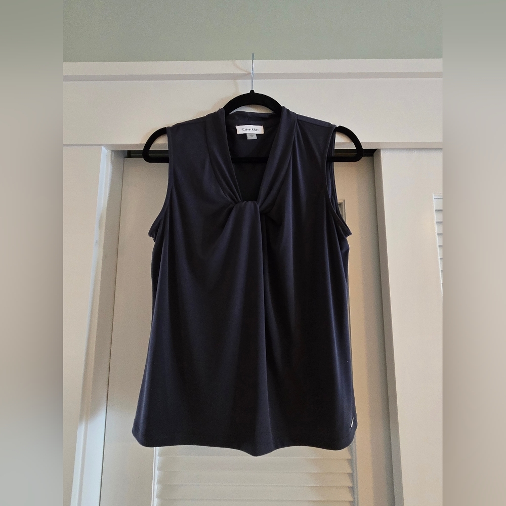 Calvin Klein Women's Sleeveless top, dark gray, size M, Polyester/Spandex